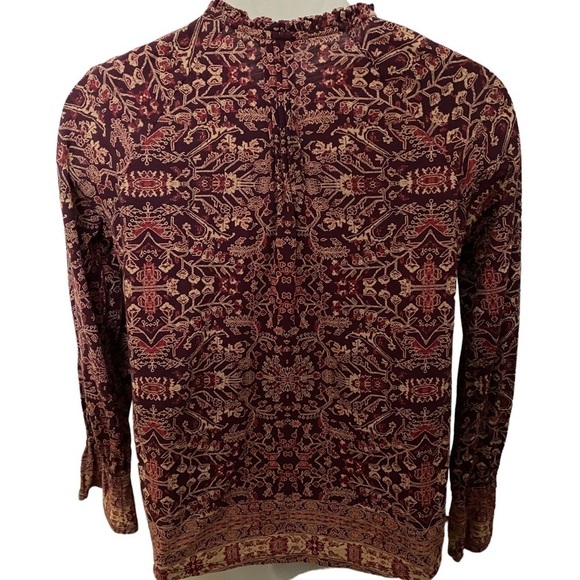 LUCKY Brand Maroon Boho Bohemian Blouse Women SP Small Petite - Picture 3 of 6